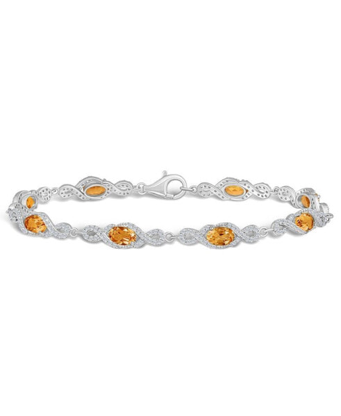 Citrine and White Topaz Bracelet (3-5/8 ct. t.w and 2 ct. t.w) in Sterling Silver