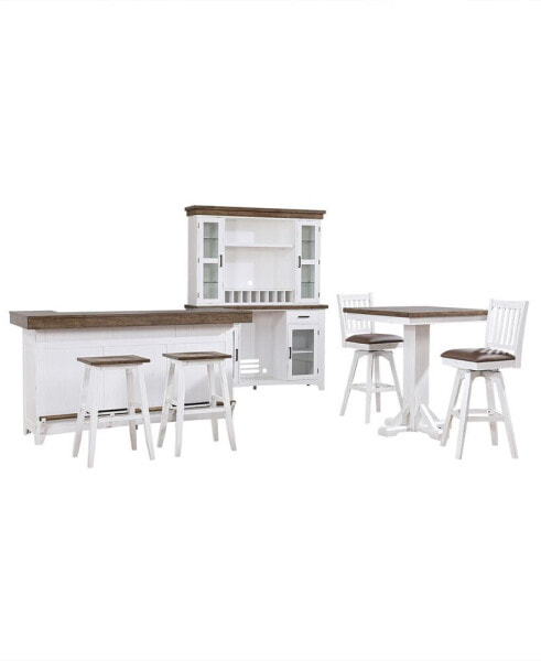 Peighton 8-Piece Bar Set (Back bar with hutch, bar with 2 saddle stools, and pub table with 2 swivel stools)