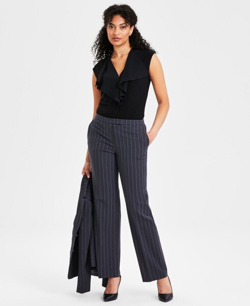 Women's Pinstriped Straight-Leg Pants