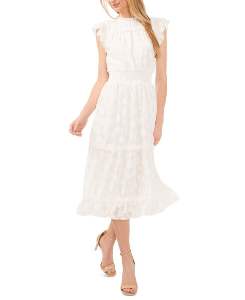 Women's Ruffled Smocked Waist Tiered Midi Dress