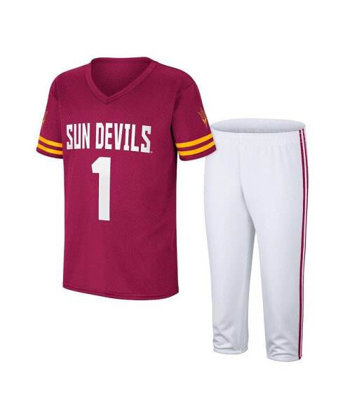 Big Boys Maroon, White Arizona State Sun Devils Football Jersey and Pants Set