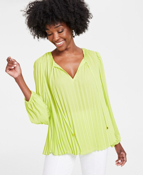 Women's Tie-Neck Pleated Blouse, Created for Macy's