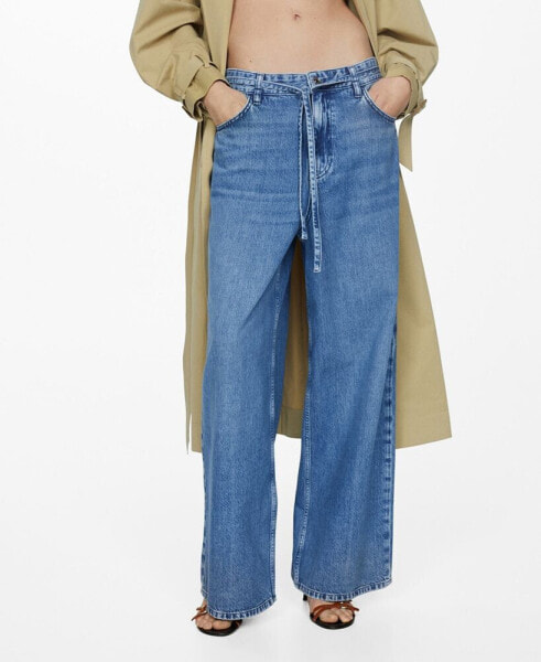 Women's Adjustable Drawstring Wideleg Jeans