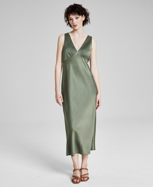 Women's Satin Sleeveless Maxi Dress, Created for Macy's