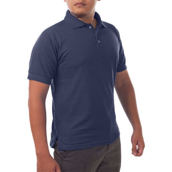 Page & Tuttle Solid Jersey Short Sleeve Polo Shirt Mens Blue Casual P39909-DKN