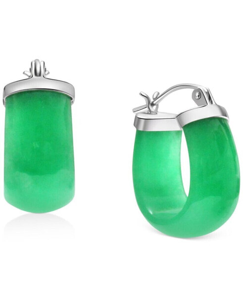 Серьги Macy's Small Hoop  Green Jade