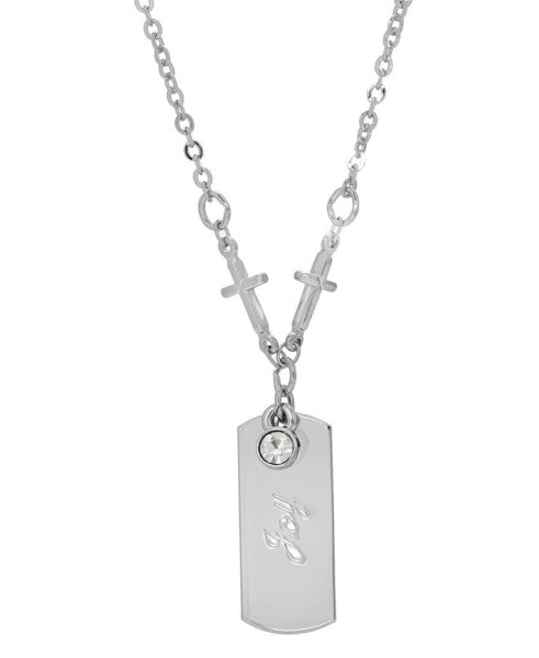 Symbols of Faith silver-Tone Crystal Cross Chain Joy Necklace