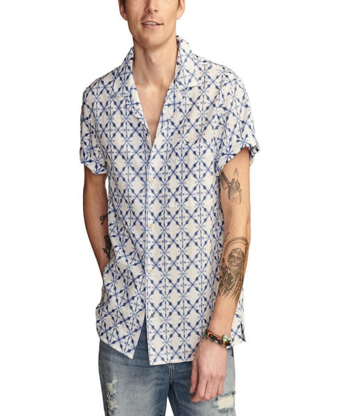 Men's Batik Short Sleeve Camp Collar Shirt