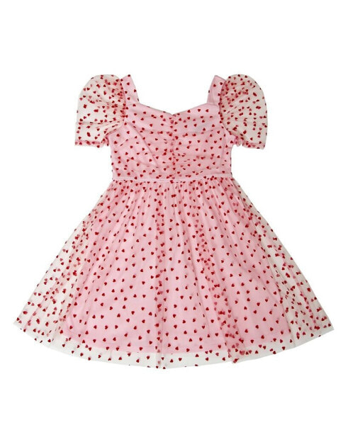 Платье для малышей Trixxi Короткое платье сетчатое с принтом сердец