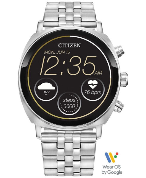 Unisex CZ Smart Wear OS Stainless Steel Bracelet Smart Watch 41mm