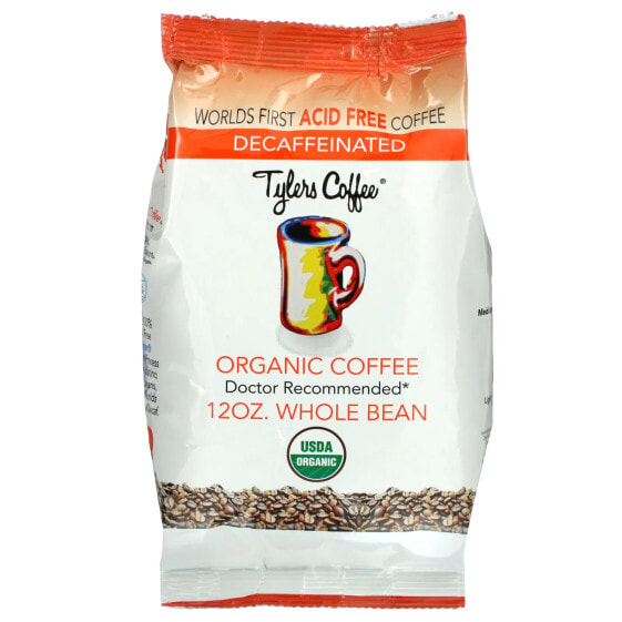 Organic Coffee, Whole Bean, Decaffeinated, 12 oz