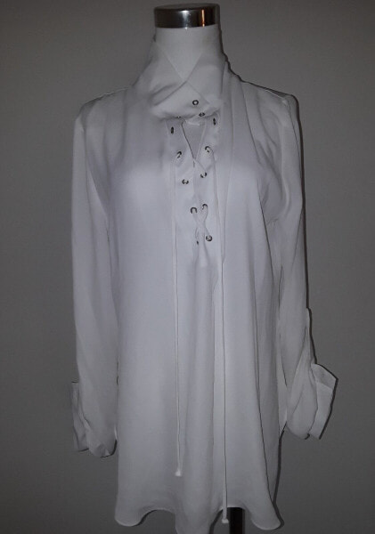 Status Chenault Long Sleeve Roll Up Blouse Lace up Ivory Size S