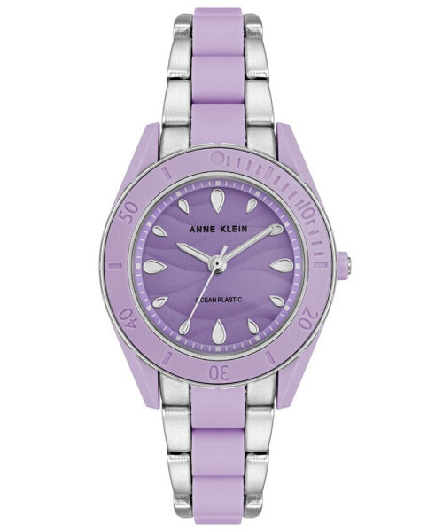 Women's Solar Silver-Tone and Lavender Oceanworks Plastic Watch, 32mm