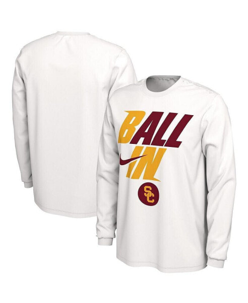 Men's White USC Trojans Ball In Bench Long Sleeve T-shirt