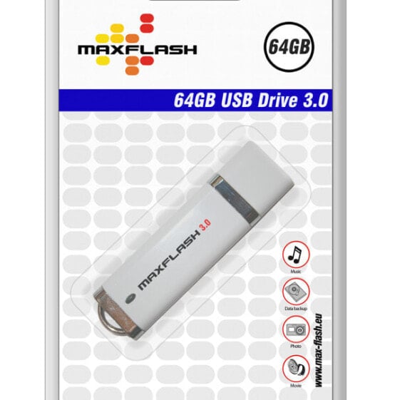 Memorysolution MaxFlash 64GB USB 3.0 - 64 GB - USB Type-A - 3.2 Gen 1 (3.1 Gen 1) - 65 MB/s - Cap - White
