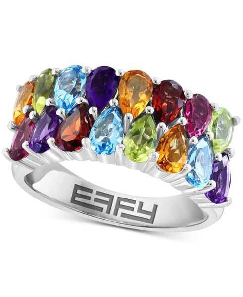 EFFY® Multi-Gemstone Pear-Shaped Double Row Statement Ring (3-1/8 ct. t.w.) in Sterling Silver