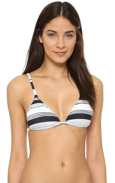 KAMALIKULTURE Women's 239749 String Writing Stripe Bikini Top Swimwear Size L