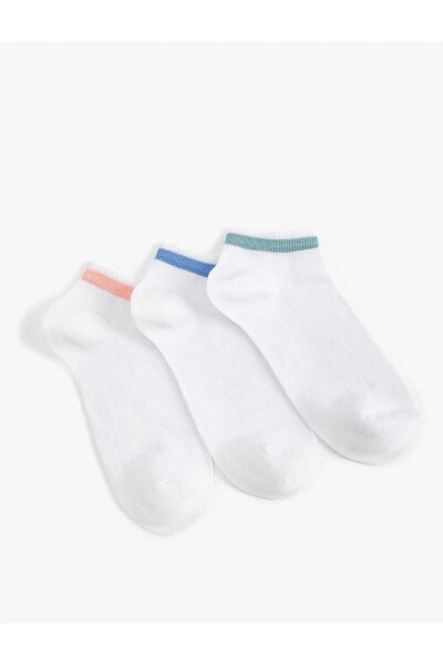 3'lü Patik Çorap Seti Şerit Detaylı