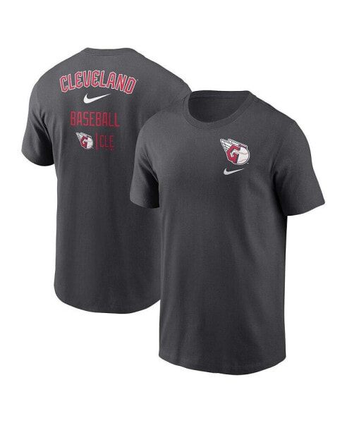 Men's Charcoal Cleveland Guardians Logo Sketch Bar T-shirt