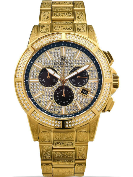 Louis XVI LXVI1126 Majeste Iced Out Chronograph Mens Watch 43mm 5ATM