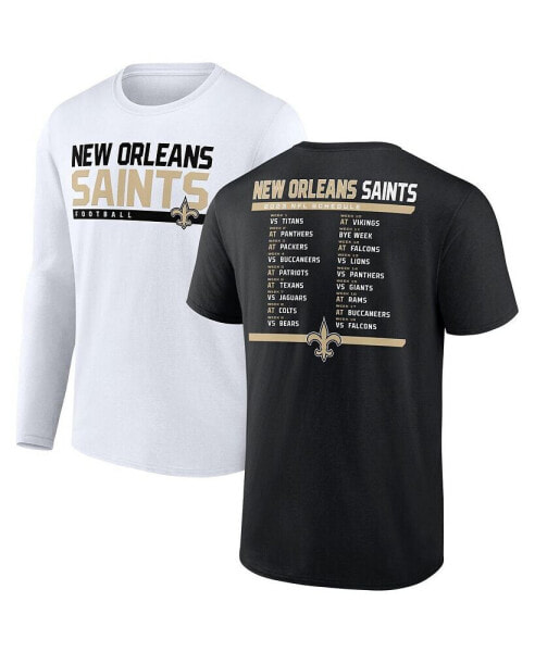 Men's Black, White New Orleans Saints Two-Pack 2023 Schedule T-shirt Combo Set