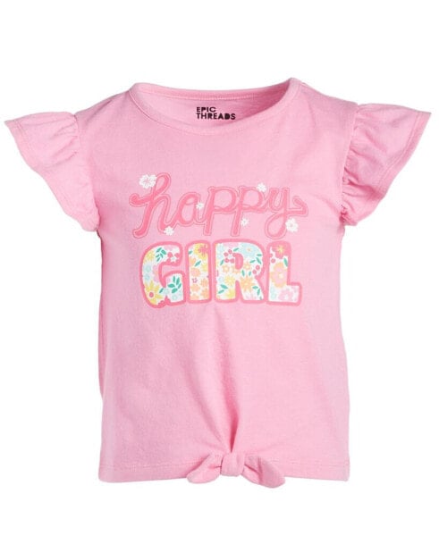 Toddler & Little Girls Happy Girl Graphic Tie-Front T-Shirt, Created for Macy's