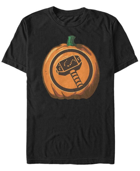 Marvel Men's Thor Hammer Carved Halloween Pumpkin Short Sleeve T-Shirt