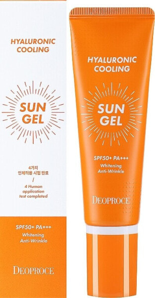 Kühlendes und feuchtigkeitsspendendes Sonnenschutzgel für das Gesicht mit Hyaluronsäure und Eukalyptusextrakt SPF 50+