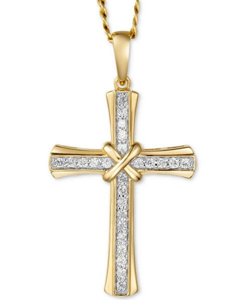 Men's Diamond Cross 22" Pendant Necklace (1/4 ct. t.w.) in 10k Gold