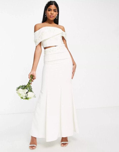 Hope & Ivy Bridal Emma co-ord maxi skirt in ivory