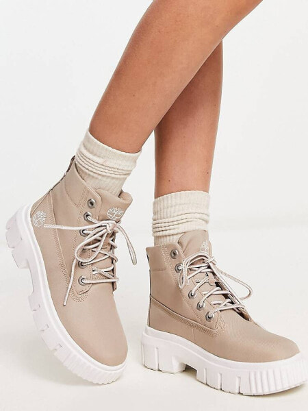 Timberland greyfield fabric boots in beige 