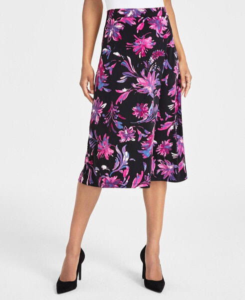 Women's Printed Pull-On Midi Skirt