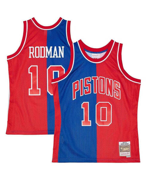 Men's Dennis Rodman Blue, Red Detroit Pistons Hardwood Classics 1988-89 Split Swingman Jersey