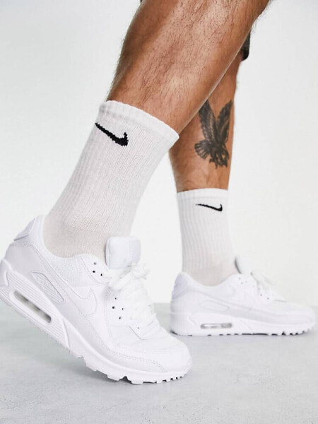 Nike Air Max 90 Recraft trainers in triple white