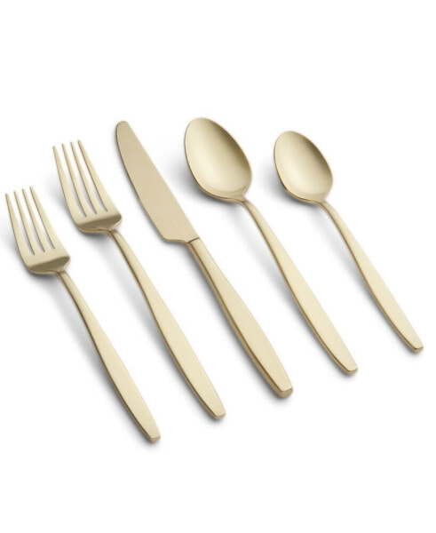 Nylah Champagne Satin Flatware Set, 20 Piece