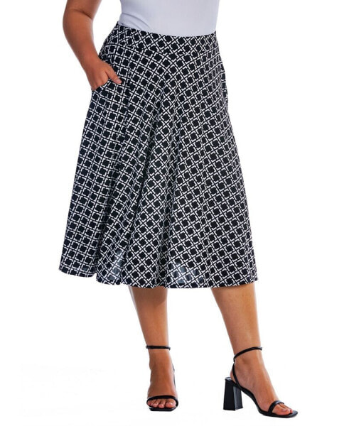 Plus Size A-line Pocket Midi Skirt
