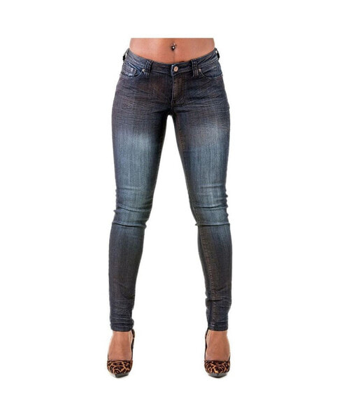 Women's Curvy Fit Metallic Spray Stretch Denim Skinny Jeans
