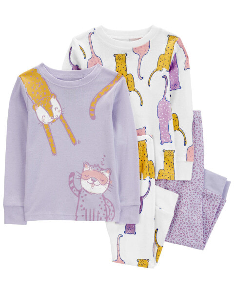 Baby 4-Piece Cat 100% Snug Fit Cotton Pajamas 6M