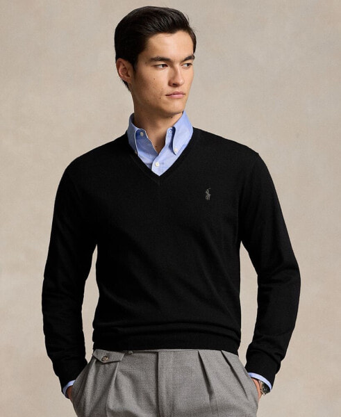 Men's Washable Wool V-Neck Sweater