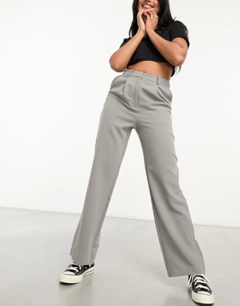 Pimkie tailored straight leg trousers in grey