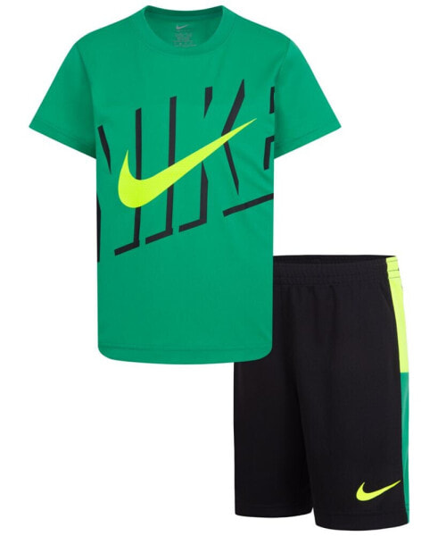Little Boys Icon T-shirt and Mesh Shorts, 2 Piece Set