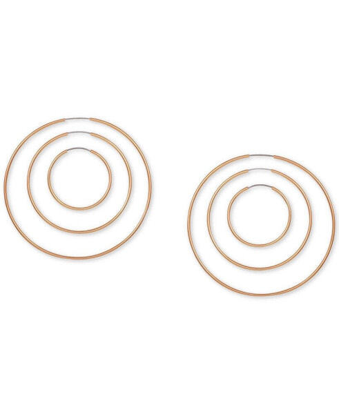 Gold-tone Set of Three Endless Hoops 1 ¼”, 2”, 2 ¾”