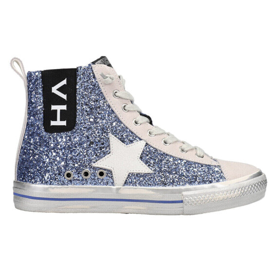 Vintage Havana Alive Metallic Glitter High Top Womens Blue Sneakers Casual Shoe