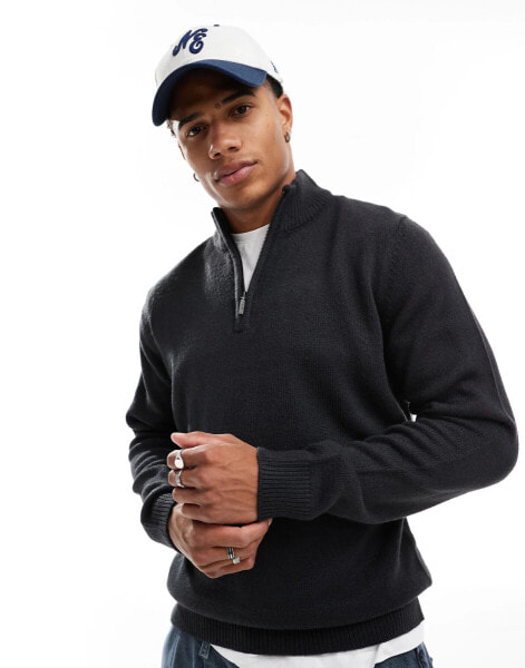 Brave Soul half zip jumper in midnight navy