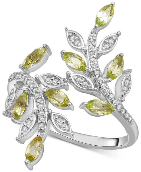 Peridot (3/4 ct. t.w.) & Diamond (1/10 ct. t.w.) Twig Statement Ring in Sterling Silver