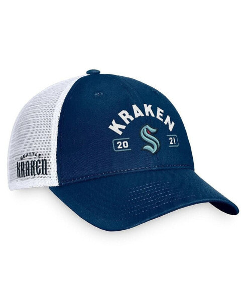 Men's Deep Sea Blue/White Seattle Kraken Free Kick Trucker Adjustable Hat