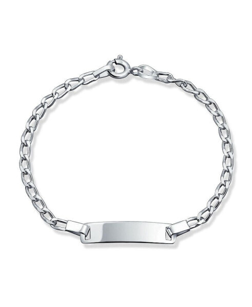 Dainty Engrave Thin Identification ID Bracelet Curb Cuban Link Name Plated.925 Silver Sterling Small Wrist 6 Inch