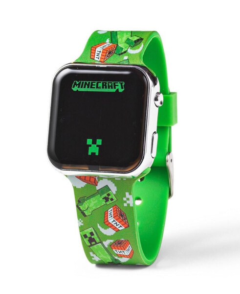 Children's Light Emitting Diode Green Silicone Strap Watch 32mm