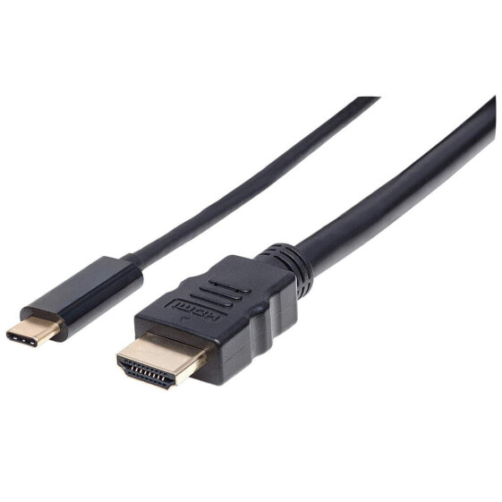 Manhattan USB-C to HDMI Cable - 4K@30Hz - 2m - Black - Male to Male - Three Year Warranty - Polybag - 2 m - USB Type-C - HDMI Type A (Standard) - Male - Male - Straight
