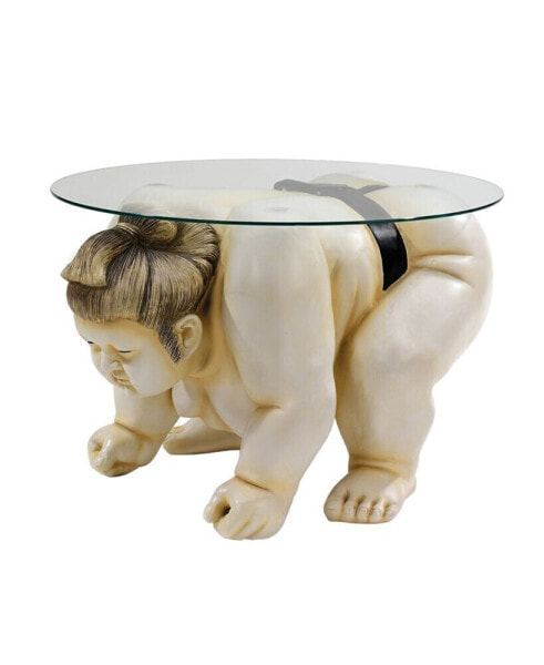Basho the Sumo Wrestler Sculpture Glass-Topped Table